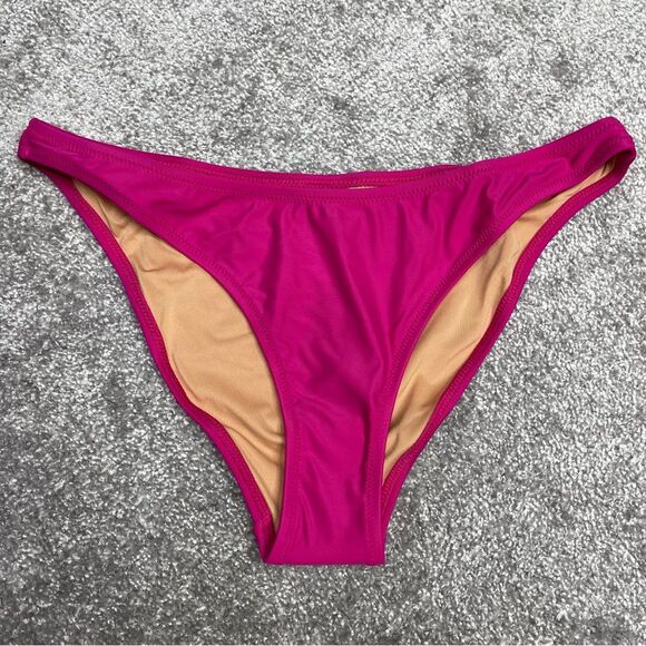 J. Crew Heritage 1989 High Leg Bikini Bottom Medium Pink High Cut Cheeky Lined - Picture 1 of 7